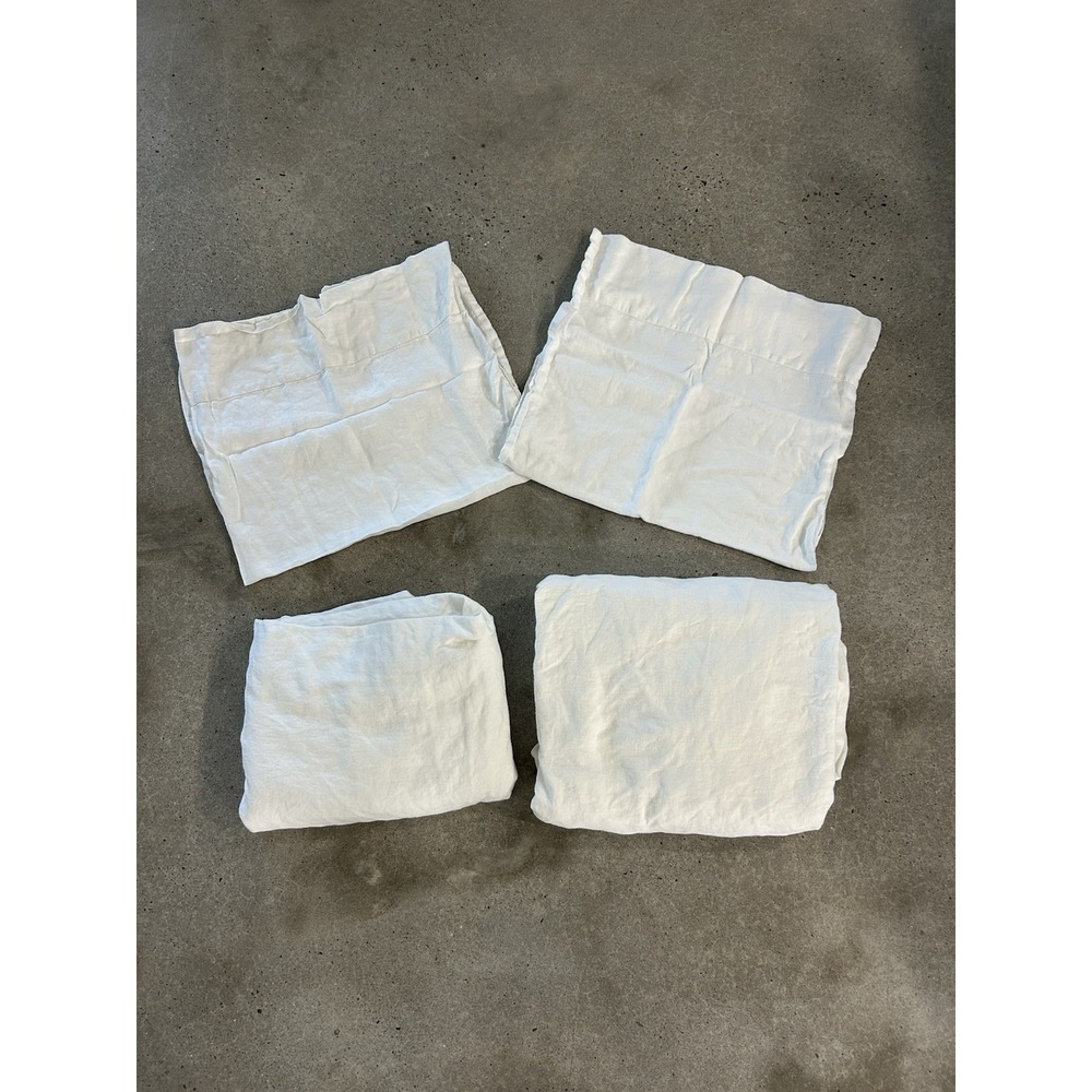 Restoration Hardware Belgian Linen Full Sheet Set White GUC